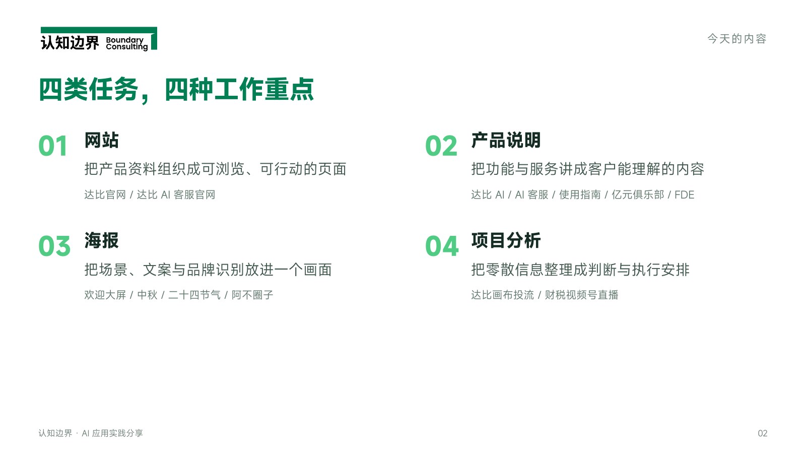 四类任务，四种工作重点