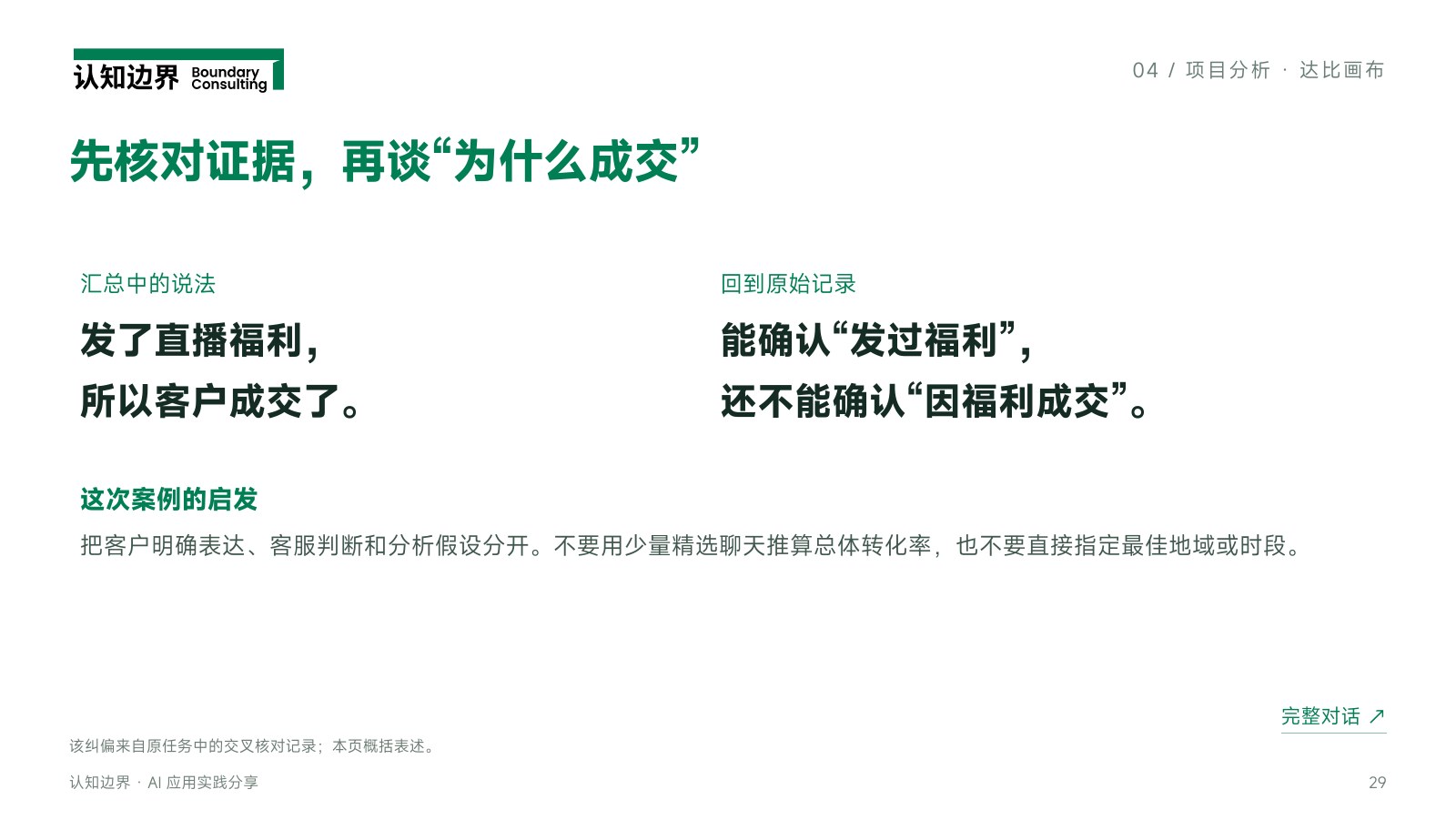 先核对证据，再谈“为什么成交”